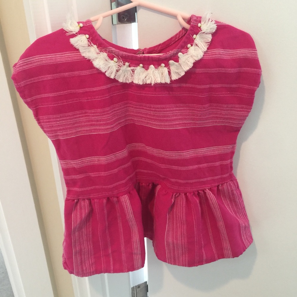 OshKosh Kids Girls 4T hot pink white tassel Top